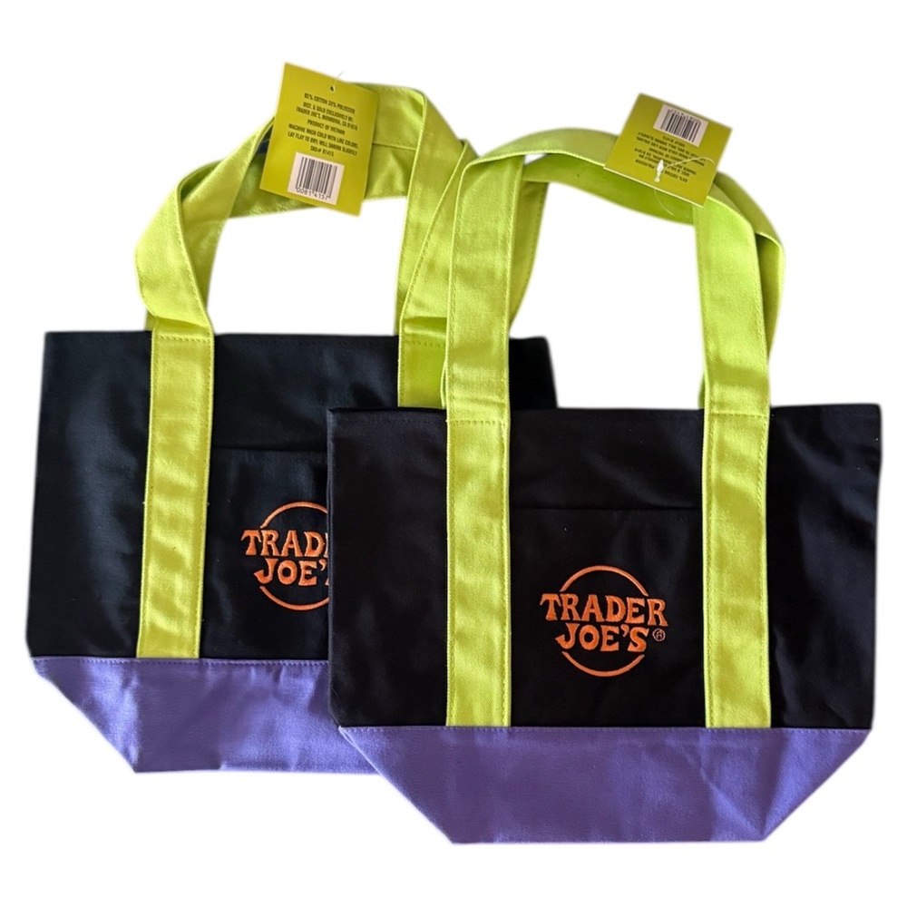 Two NEW Trader Joe's Mini Tote Bag - Halloween Special - Multicolor